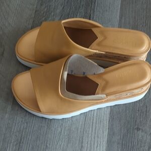 Franco Sarto Camel Mules with White Platform